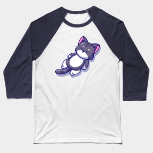 Cute Cat Sleeping Cartoon Baseball T-Shirt